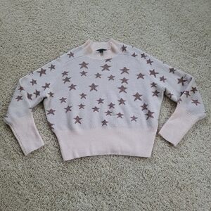 Ann Taylor Light Pink Sweater With Sparkle Star Print S